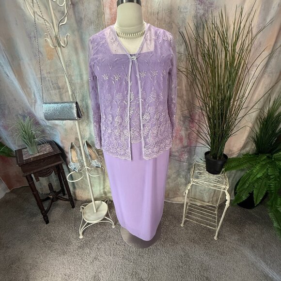 📌Sally Embroidered Lavender Formal - Mother Bride/ Groom Dress Matching Jacket - Picture 11 of 16